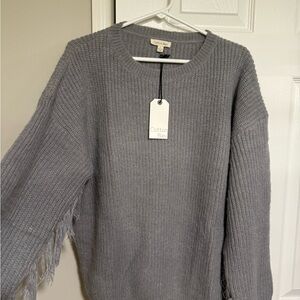 NWT Grey Women's Fringe Sweater